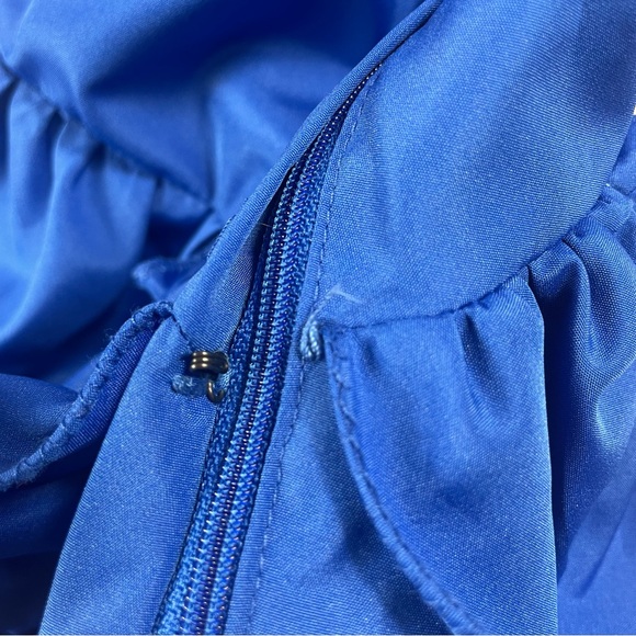 🔥Vintage ILGWU 1980s Blue Gown Ruffled Tiered Mermaid Dress Women Size 4 - Picture 16 of 17